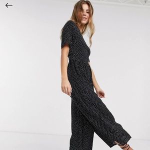 ASOS DESIGN tea jumpsuit with button back detail in polka dot